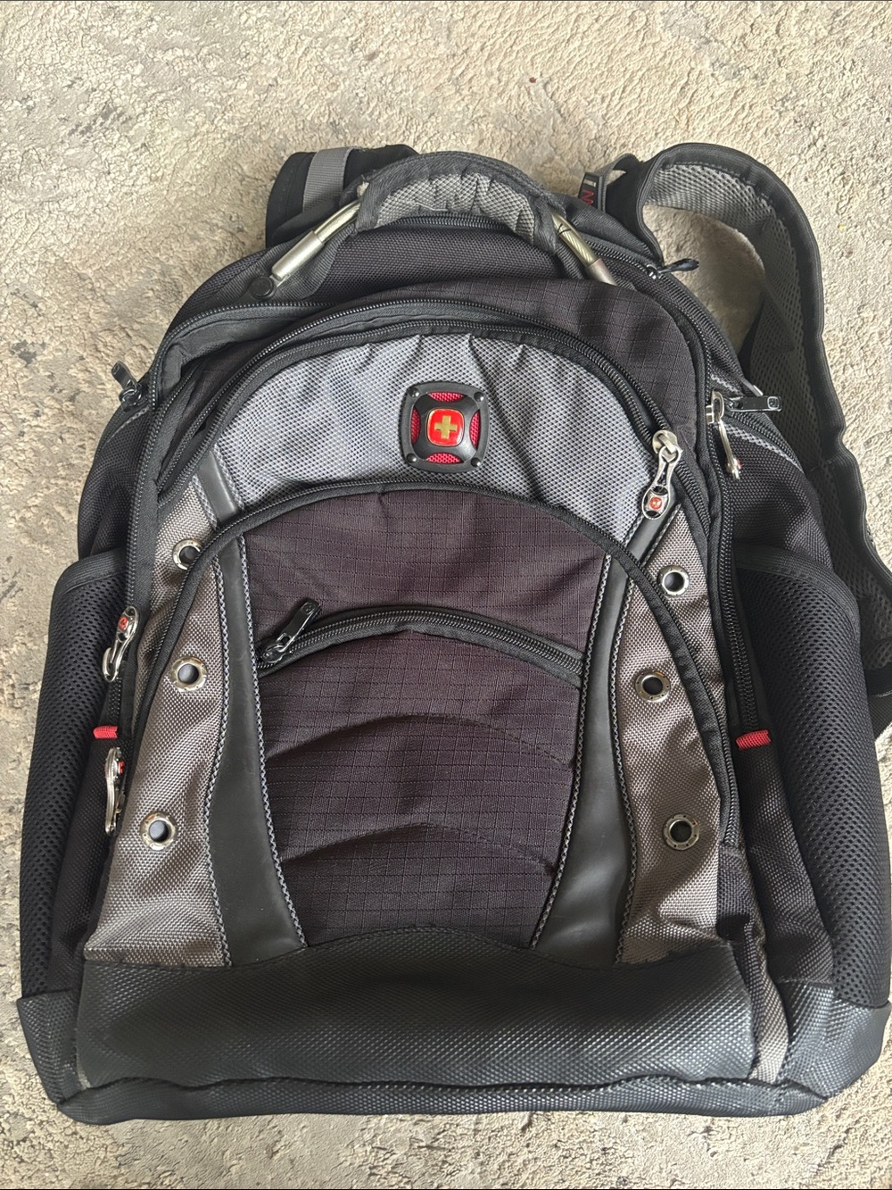 Men's Black and Gray Travel Backpack with Organizer Pockets